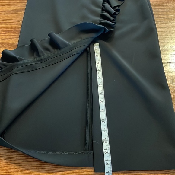 ZARA open slit ruffle front midi pencil skirt side zipper black NWOT size Small - Picture 11 of 11